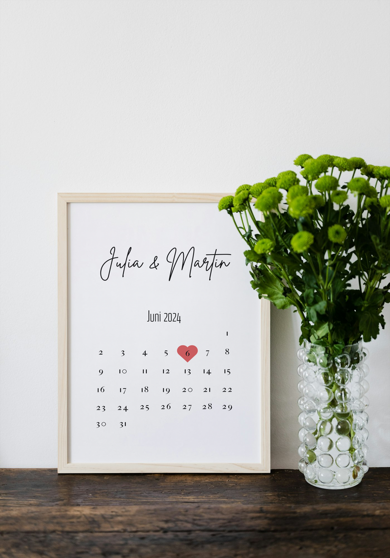 Fotoposter Hochzeit "Kalenderblatt"